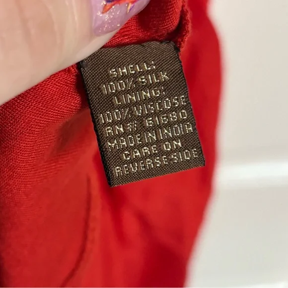 525 America 2010s 100% Silk Ruffle Lapel Red Mini Dress - Picture 4 of 6